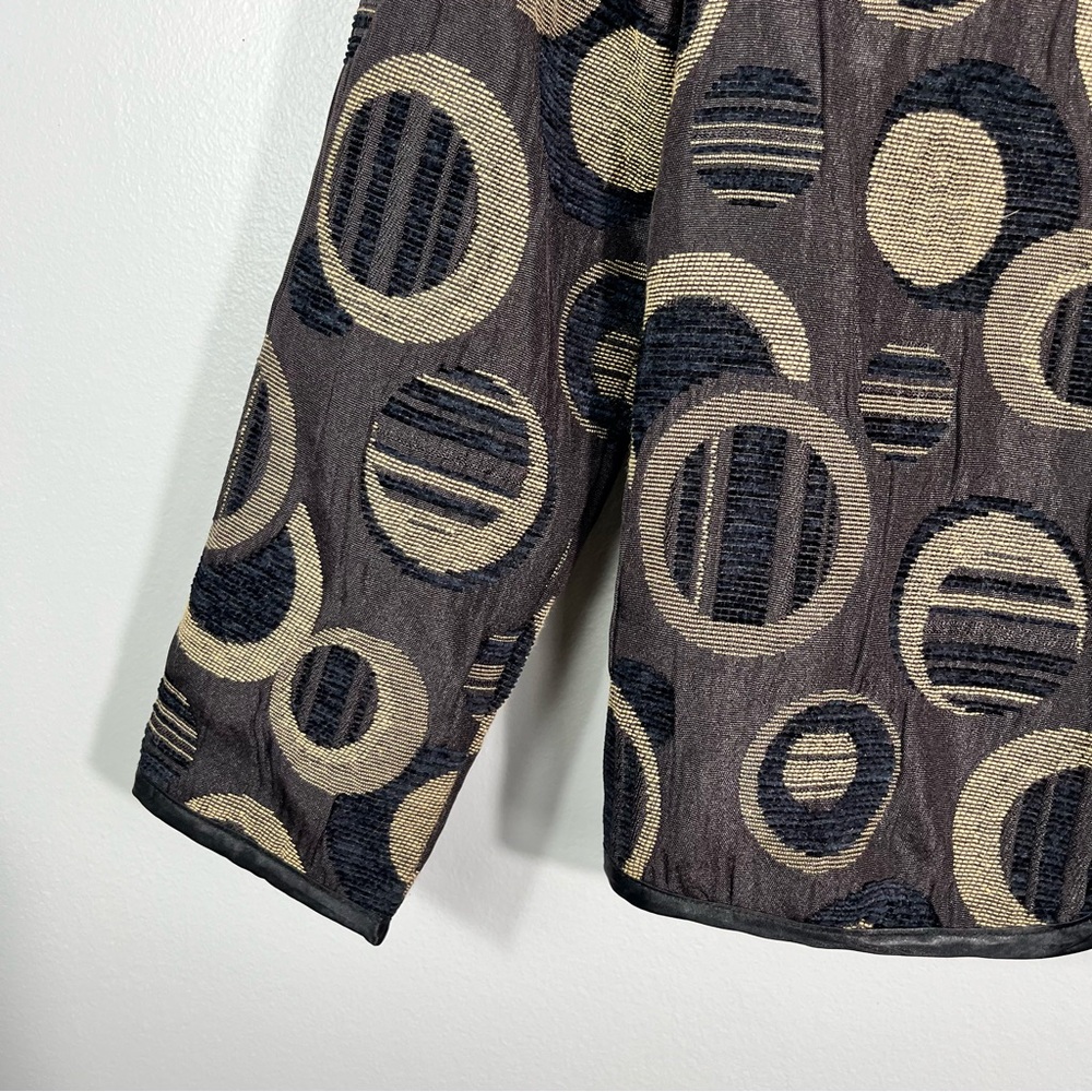 Kaktus Circle Disco Art Deco Needlepoint Polka Dot Printed Blazer Knit Jacket M - Picture 2 of 4